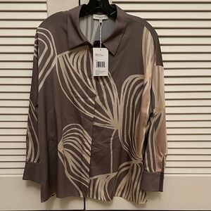 Lafayette 148 New York Taupe and Beige Blouse